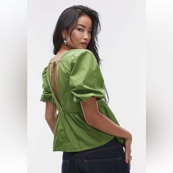 Poplin Puff Sleeve Top - Picture 2 of 4